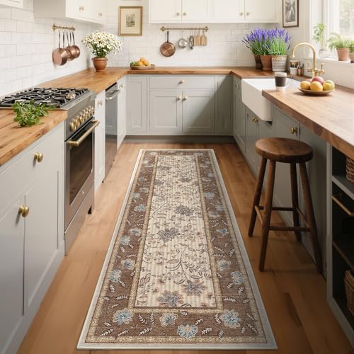 GarveeHome 2x6 Washable Runner Rug Brown Non Slip Kitchen Runner - color: Brown, size: 2' x 6' (Rectangular)