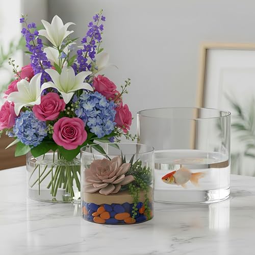 Liotww Unbreakable Acrylic Clear Vase, Wide Mouth Cylinder Plastic Vase - color: XL 3 Clear-e