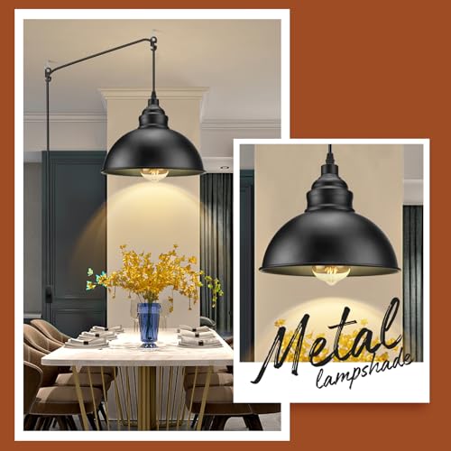 Plug in Pendant Light, 15FT Hanging Lights with Plug in Cord - color: Large black