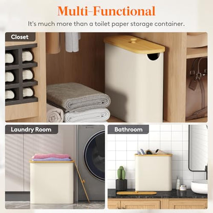 Lifewit Toilet Paper Storage Holder, Large Stand Basket, 23L, White - color: White, size: 23L
