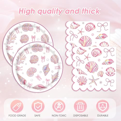 41pcs Coastal Beach Birthday Plates and Napkins,Tablecloth Set - color: Coastal Beach