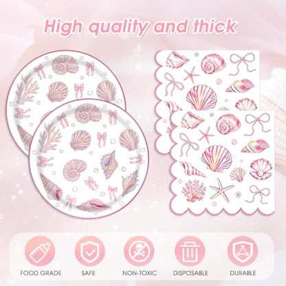 41pcs Coastal Beach Birthday Plates and Napkins,Tablecloth Set - color: Coastal Beach