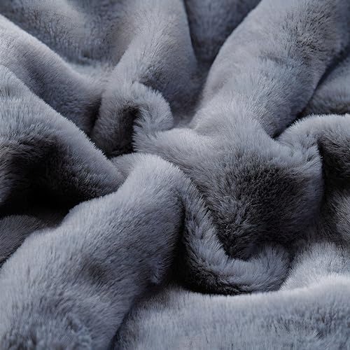 UKELER Soft Faux Fur Throw Blanket 50''x60'' Solid Reversible Shaggy Blanket Plush Thick Fluffy Blankets Throws for Bed, Couch, Sofa, Office, Camping Dark Grey - color: D-dark Grey, size: 50''x60''