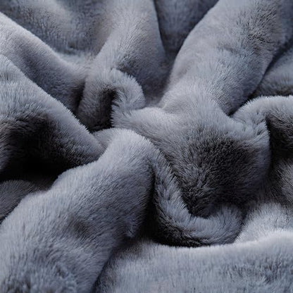 UKELER Soft Faux Fur Throw Blanket 50''x60'' Solid Reversible Shaggy Blanket Plush Thick Fluffy Blankets Throws for Bed, Couch, Sofa, Office, Camping Dark Grey - color: D-dark Grey, size: 50''x60''