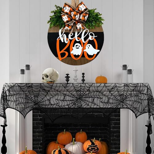 Halloween Ghost Wreath, Wooden Halloween Ghost Door Sign Wreath Decorations for Front Door Hanger