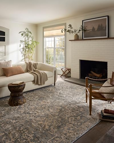Loloi Magnolia Home Junie Blue/Natural 3'-11" x 5'-7" Accent Rug - color: Blue / Natural, size: 3'11" x 5'7" (Rectangular)