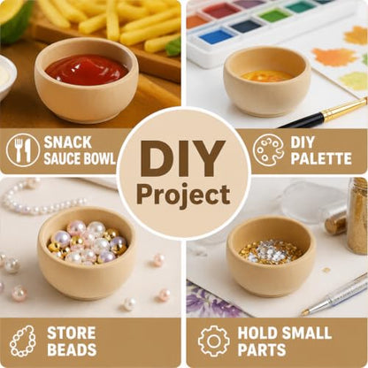 ZENFUN 20 Pack Wooden Pinch Bowls, Mini Unfinished Bowl Set for DIY Crafts, 1.5 oz Condiment Bowls, Small Round Bowl for Sorting, Dipping Sauce, Nuts, Spice, Candy, 1.1 x 2.1 Inches