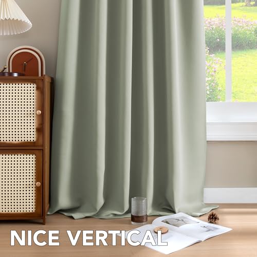 H.VERSAILTEX Blackout Curtains Thermal Insulated Window Treatment Panels Room Darkening Blackout Drapes for Living Room Back Tab/Rod Pocket Bedroom Draperies, 52 x 84 Inch, Light Sage, 2 Panels - color: Light Sage, size: 52"W x 84"L (Pack of 2)