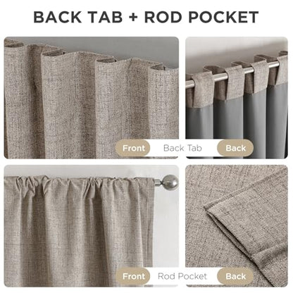Joydeco 100% Blackout Curtains for Bedroom - Nature Linen 84 Inch Long - color: Linen, size: 52"W x 84"L (Pack of 2)