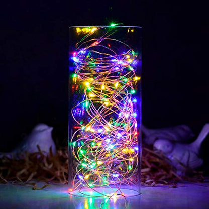 RUICHEN Fairy Lights Plug in with Remote, 33 Ft 100 LED, Multicolor - color: Multicolor