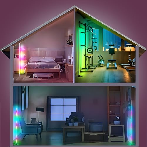YOSION Smart RGB Corner Floor Lamp, 5.3FT Height LED Standing Lamp with APP/Remote Control, for Living Rooms, Bedrooms, and Gaming Rooms