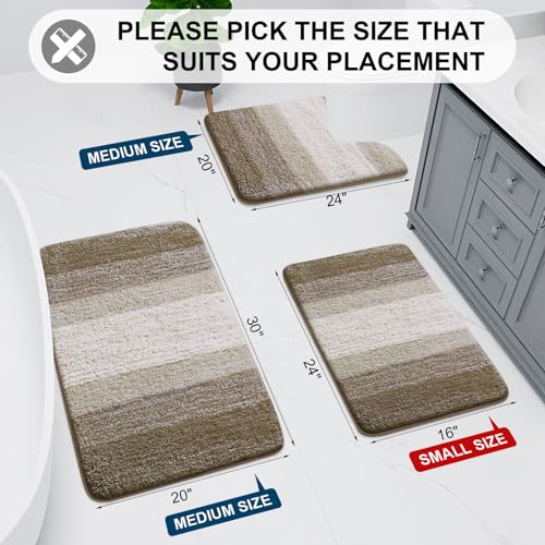 Arotive Microfiber Bathroom Rugs, Shaggy Soft Absorbent Bath Rug, 47x24 - color: Coffee, size: 47" X 24"