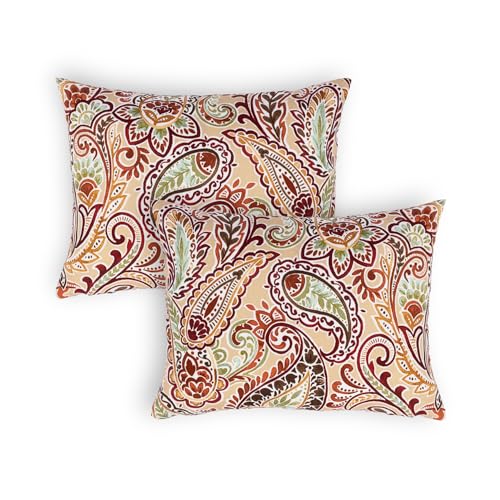 Sherry Kline Paisley Floral Pattern Set of Two 13"X18" Pillows Filled with 100% White Polyester - color: Misty Rose, size: 13"X18", style: Boudoir Pillow