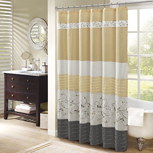 Madison Park Serene Shower Curtain for Bathroom, 72 x 72, Yellow - color: Yellow, size: 72"W x 72"L (Pack of 1)