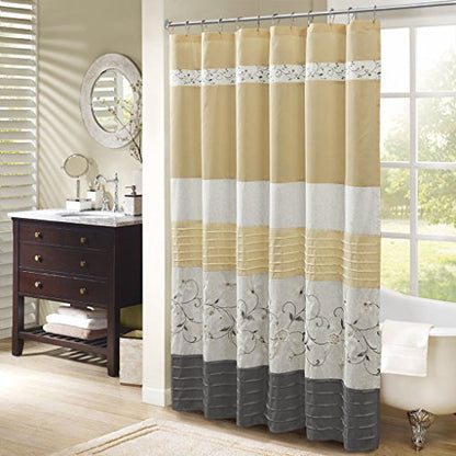 Madison Park Serene Shower Curtain for Bathroom, 72 x 72, Yellow - color: Yellow, size: 72"W x 72"L (Pack of 1)