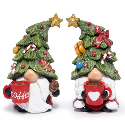 Hodao Christmas Gnomes Figurines Decoration, Holiday Tabletop Centerpiece - color: Red-green(2pcs)