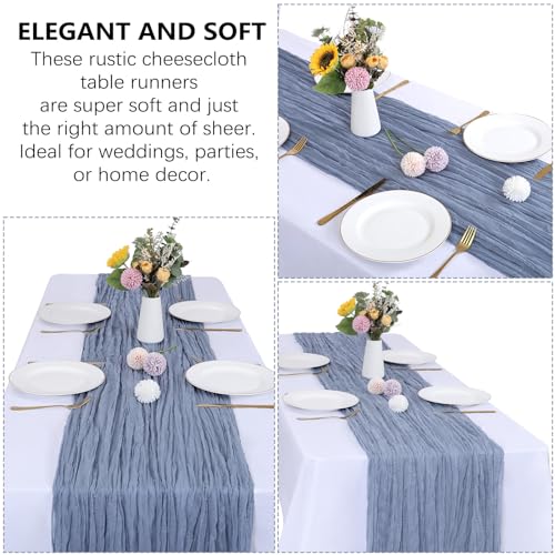 6 Pack Dusty Blue Cheesecloth Table Runner 35 x 120 Inch - color: Dusty Blue, size: 6 Pcs - 10 Ft