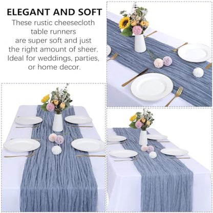 6 Pack Dusty Blue Cheesecloth Table Runner 35 x 120 Inch - color: Dusty Blue, size: 6 Pcs - 10 Ft