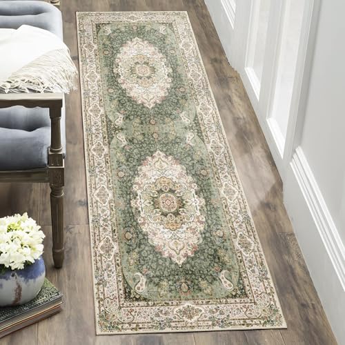 Washable Runner Rug 2'x6',Green Rug Runners Non Slip for Hallways - color: New Green, size: 2'x6'