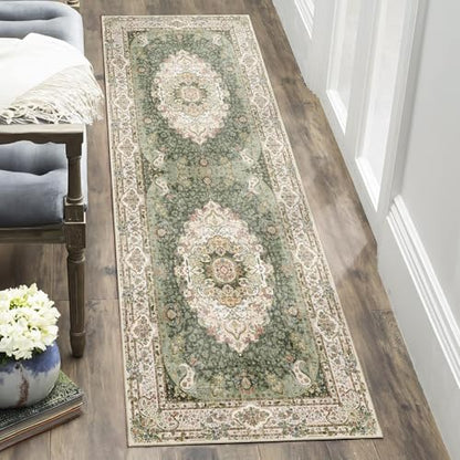 Washable Runner Rug 2'x6',Green Rug Runners Non Slip for Hallways - color: New Green, size: 2'x6'