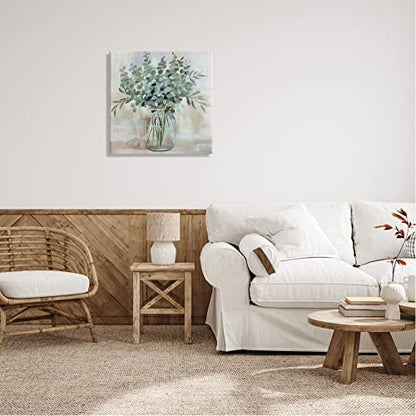 Soothing Eucalyptus Herb, 24 x 24 Inch Canvas Wall Art - color: Eucalyptus Mason Jar, size: 24"L x 24"W