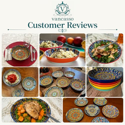 vancasso 32 Oz Pasta Bowls Set of 6, Ceramic Bohemian Soup Salad Bowls - color: Bohemian