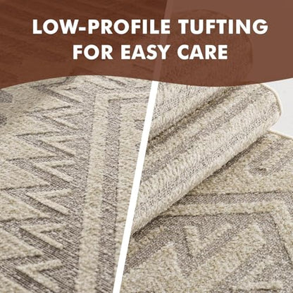Boho Beige 6x9 Area Rugs Textured Tufted Rugs for Living Room Bedroom Nursery Rug-Carpet Washable Brown Neutral Modern Aztec Rug - color: Beige Brown, size: 6' x 9' (Rectangular)