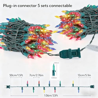 Multicolor Christmas Mini Lights, 23FT 100 Count Green Wire - color: Multicolor