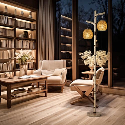 Scenekoy 68.5" Rustic Floor lamp with Remote Control, Bird Nest Lantern - color: Multicolor