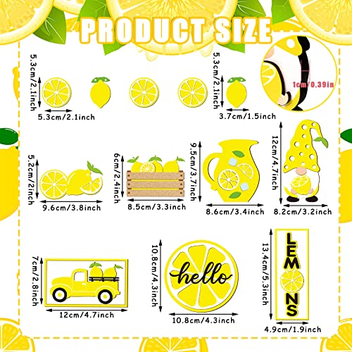 12 Pcs Lemon Tiered Tray Decor Set Gnome Fresh Lemonade Wooden Sign - style: Lemon