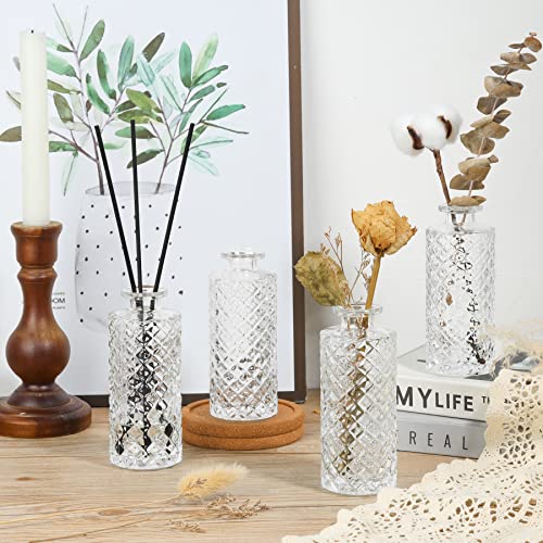 ComSaf Small Glass Bud Vases in Bulk, 6 Pack for Centerpieces, Clear - color: Clear, size: 6 Pcs