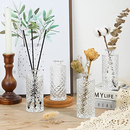 ComSaf Small Glass Bud Vases in Bulk, 6 Pack for Centerpieces, Clear - color: Clear, size: 6 Pcs