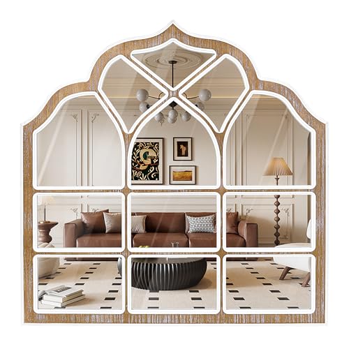 36x36 Inch Window Pane Wall Mirror, Farmhouse Gothic Arched Mirror - color: H - Window - 36x36 in