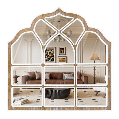 36x36 Inch Window Pane Wall Mirror, Farmhouse Gothic Arched Mirror - color: H - Window - 36x36 in