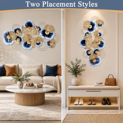 Lucky Monet Metal Wall Art Decor, 51"x26" 3D Wall Sculptures Lotus Leaf - color: Style 9