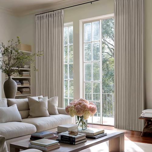 90 Inch Linen Pinch Pleat Semi Sheer Curtains Brown Burlywood Birch 50x90 - color: Burlywood Birch, size: 50"W x 90"L (Pack of 2)