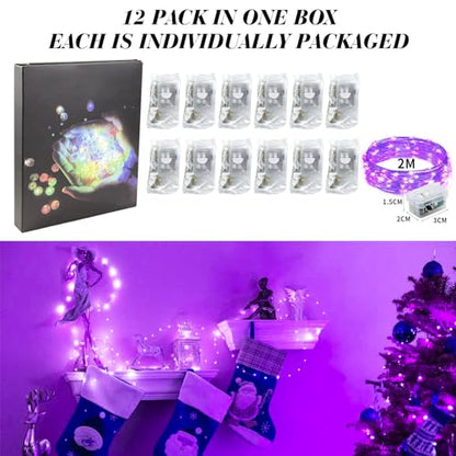 ZGWJ 12 Pack Purple Fairy Lights, Mini String Lights - color: Purple, size: 12P