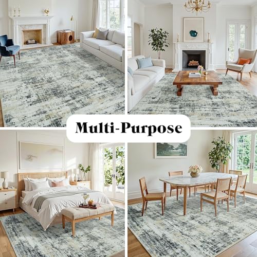 9x12 Washable Area Rug for Living Room Bedroom: Non-Slip Modern Black Gray - color: Black Gray/Gold, size: 9' x 12' (Rectangular)