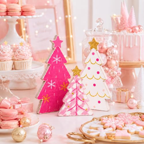 Christmas Decorations Indoor, Pink Christmas Snowflake Star Tree Home Decor