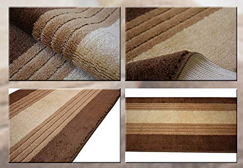 Custom Size Hallway Runner Rug, Slip Resistant, 26 Inch Wide X Your Choice of Length, Lines Brown, 26 Inch X 2 Feet, Doormat Size - color: Brown Lines, size: 2'2" x 2' (Rectangular)