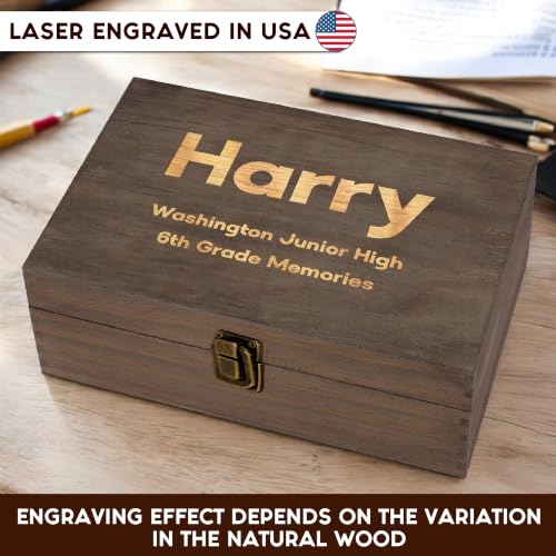 Personalized School Years Memory Box, Engraved Keepsake Chest for Kids - style: 18. Kids School Memory Box