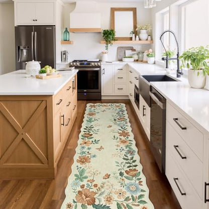 Lahome Floral Washable Runner Rug, 2'6''x8' Soft Hallway Rug Non Slip - color: Beige, size: 2.6' x 8'(Runner)