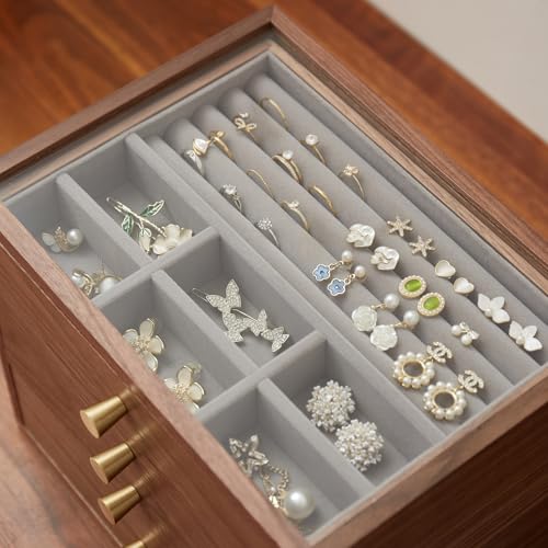Black Walnut Jewelry Organizer, 4 Layer - size: 4 Layer