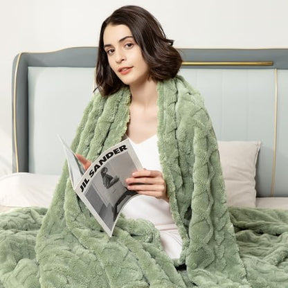 Aganear Fleece Throw Blanket for Couch Sofa 60"x80" Sage Green - color: Sage Green, size: Twin(60×80in)