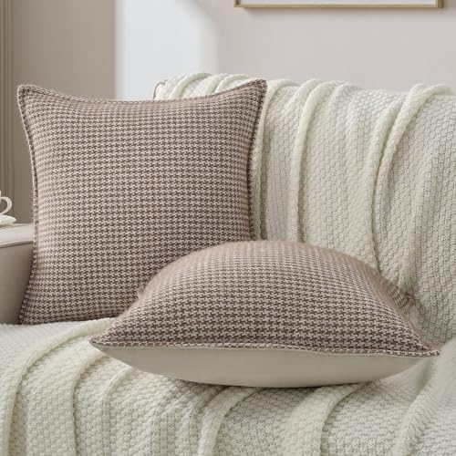 FUTEI Pack of 2 Chenille Throw Pillow Covers 18x18 Inch, Coffee - color: Coffee, size: 18" x 18" (Pack of 2)