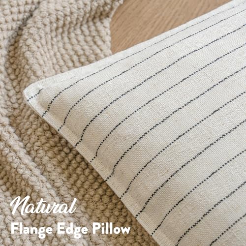 MOROCO Linen Striped Throw Pillow Covers 18x18 Set of 2, Black - color: Black, size: 18" x 18" (Pack of 2)