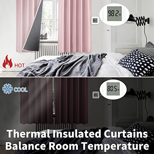 BGment Pink Blackout Curtains 63 Inches Long with Thermal Insulated Liner - color: Pink, size: 38"W x 63"L (Pack of 2)