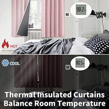 BGment Pink Blackout Curtains 63 Inches Long with Thermal Insulated Liner - color: Pink, size: 38"W x 63"L (Pack of 2)