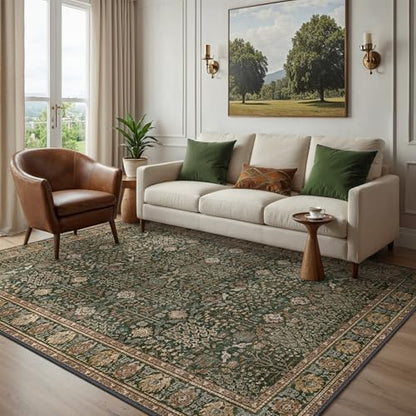 Bavni 6x9 Washable Area Rug for Living Room, Non Slip, Dark Green Brown - color: Dark Green Brown, size: 6' x 9' (Rectangular)