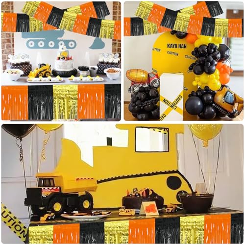 BEISHIDA Gold Orange Black Fringe Garland Banner Wall Tinsel Foil Streamers - color: Gold Orange Black